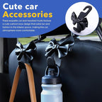 Car Seat Headrest Hooks, Leather Cute Bow Vehicle Hooks for Purses and Bags, Automotive Purse Hook Hanger Interior Decoration Accessories, Universal for SUV, Sedan, Truck (Black, 2 Pack)