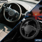PIC AUTO Steering Wheel Cover, Black Sparkly Crystal Bling Glitter with Leather, Universal Fit 14.5"-15.5" Car Steering Wheel