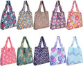 SZUAH Reusable Grocery Shopping Bags 10 Pack, Foldable Tote Bags with Attached Pouch, Machine Washable Nylon Shopping Totes for Groceries, Travel, Beach (40 lbs Capacity)