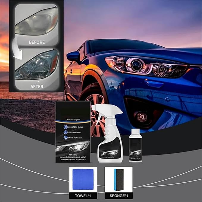 Headlight Cleaner, Headlight Restoration Kit, 2026 New Automotive Headlamp Restoration Fluid Kit for Superior Gloss & Protect
