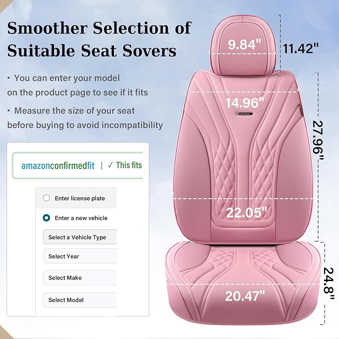 Coverado Car Seat Covers Full Set, 5 Seats Front Seat Cover and Back Seat Covers for Cars, Automotive Seat Covers Nappa Leath