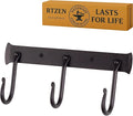 RTZEN Wall Mount Hook Set - Wrought Iron Decorative Rustic Metal Coat Hooks for Hanging - Handcrafted Classic Farmhouse Wall 