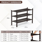 3 Tier Bamboo Shoe Rack Storage Organizer for Closet, Multifunctional Stackable Free Standing Shoe Shelf Organizer for Small 