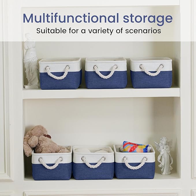 Storage Baskets for Shelves 11.8x7.9x5.2 Inch, Foldable Fabric Storage Bins with Handles, Small Storage Baskets for Organizin