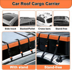 21 Cubic Car Roof Bag Heavy Duty, Waterproof Cargo Carrier Bag for All Cars with/Without Rack, Premium Car Roof Cargo Carrier with Anti-Slip Mat, 6 Door Hooks, Luggage Lock