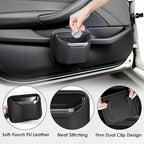 PIFOOG Small Car Trash Can for Side Door Back Seat Leather Leakproof Removable Liner Clip On Automotive Garbage Bin Compact Auto Trashcan Multipurpose Storage Organizer Container 0.22 Gal