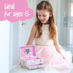 The Memory Building Co Ballerina Musical Jewelry Box Plays Classic Melody, Storage Organizer Music Box for Kids Ages 6-12, MD