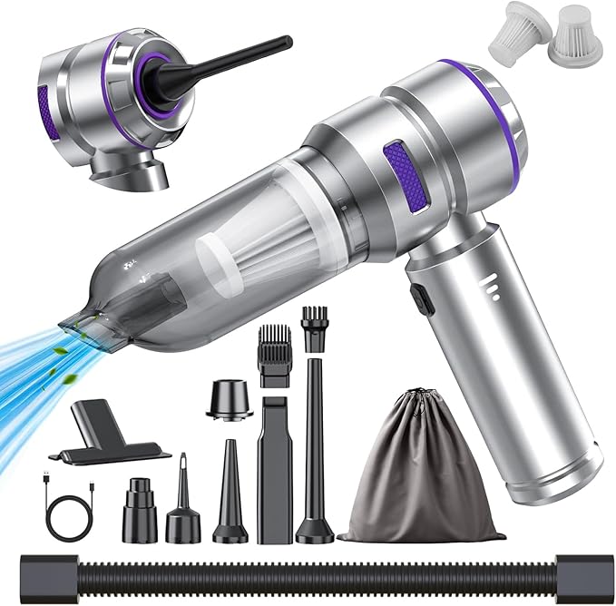 Car Vacuum Cleaner High Power - 22000PA Portable Car Vacuums 4 in 1 Compressed Air Duster & Blower Hand Held Vacuum Cordless 