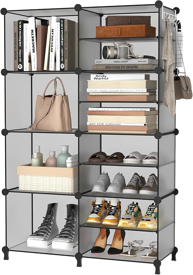 AWTATOS Closet Organizer 8 Cube Storage Shelves Clothes Organizers Stackable Cubby Shelving for Closet Bedroom Living Room Gr
