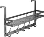 Over The Door Hooks Organizer, Coat Rack Over The Door Storage Hanger Towel Rack with Mesh Baskets and 10 Hooks, Back of Door