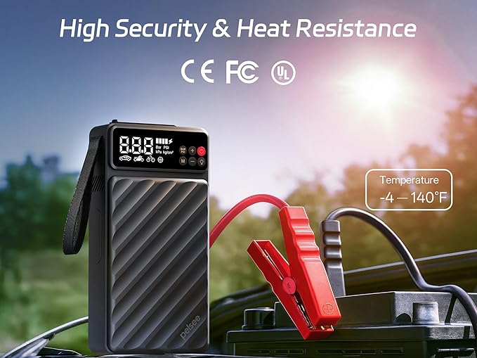 Pelsee 3500A Jump Starter with Air Compressor, 20000mAh Portable Car Battery Jump Starter, 45W Fast Charge, 12V Battery