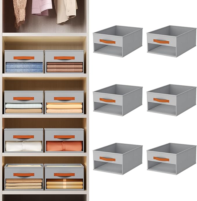 Homsorout Drawer Organizers and Storage - 6 Pack Foldable Pants Organizer with Clear Window & Handles, Fabric Closet Organize