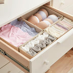 Drawer Organizer Set 4 Pack - Foldable 11" Fabric Storage Bins with Zipper Bottom for Underwear Socks Bras Baby Clothes - Clo