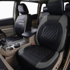 Universal Deluxe Pu Luxury Vinyl Faux Leather Car Seat Covers Full Set, Airbag Compatible, Breathable, Fit for Most Sedans, V