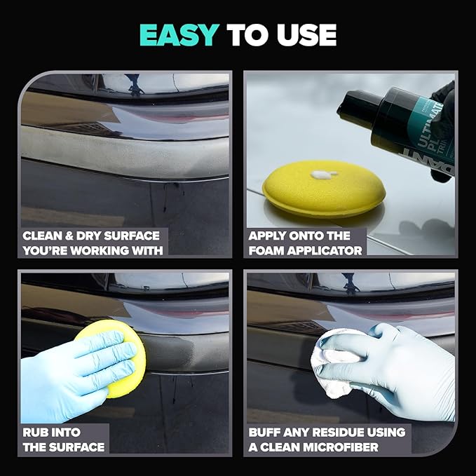 Carfidant Plastic Restorer for Cars – Refreshes Faded Plastic, Vinyl & Rubber Trim with Polish for Deep Shine – Protects Agai