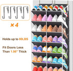 UVIAHOMI 20-30 Pairs Over the Door Shoe Organizer, Clear Pockets Hanging Shoe Storage for Closet, 10-Tier Door Shoes Rack, Ha