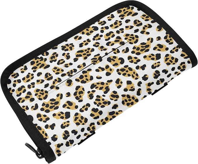 Car Tissue Holder Car Visor Organizer Tissue Box Holder for Car Sun Visor Organizer with Car Vehicle Accessories Essentials Interior for Women Men Yellow Leopard Pattern
