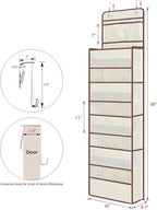 Univivi Over The Door Organizer - Wall Mount Hanging Organizer with 5 Large Compartments, 2 Small PVC Pockets and 8 Mesh Side