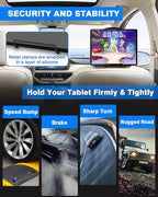 WONNIE Upgrade Tablet Holder for Car, Car Headrest Mount Holder for Back Seat, Car Tablet Mount for Kids with Silicone Strap & Anti-Slip Holding Clamps, Fits All 10-12.9" Tablets