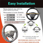 PINCTROT D Shaped 14 Inch Small Sized Steering Wheel Cover Great Grip with 3D Honeycomb Anti-Slip Design, Flat Bottom 14 Inch (Black/Red Stitch)