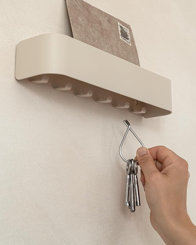 Kazai. Key Holder for Wall 'Tone' | Minimalist Key Hooks Design from Berlin | Modern Key Hanger with Metal Shelf | Key Hook W