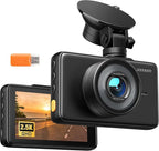 iZEEKER 2.5K Dash Cam, 1440P QHD Car Camera with Free 32GB Card, 3" IPS Display, Night Vision, WDR, 170°Wide Angle, Loop Reco
