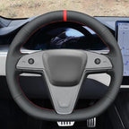 MEWANT Hand Stitched Tesla Model S(O-Shaped) Steering Wheel Cover Wrap for Tesla Model S 2021-2023 / Model X 2021-2023 Steering Wheel Accessories