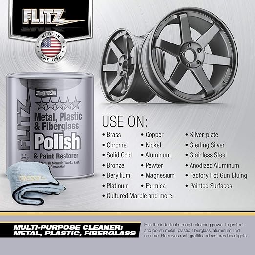 Flitz Metal Polish Paste - 1 Gal of USA-Made Polish for Solid Chrome, Stainless Steel, Aluminum - Non-Abrasive for Light Oxidation - Requires Manual Buffing - Not for Plated/Coated Surfaces (1 Pack)