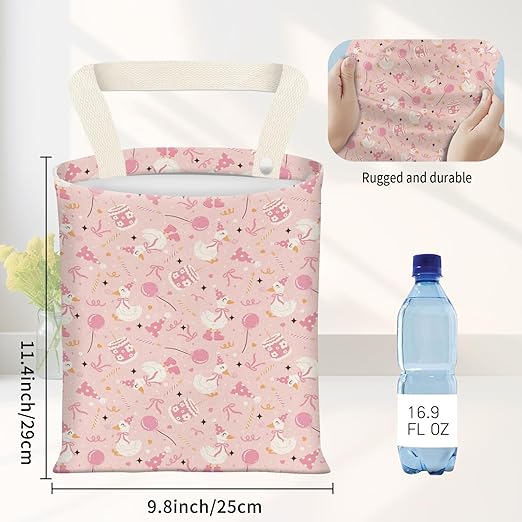 Car Garbage Can, Seat Back Hanging Cute Car Trash Can Bag, Car Organizer and Storage Bag for Travelling, Outdoor Cute Pink White Duck