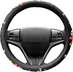Finex Silicone 3D Molded Design - Checker Auto Car Steering Wheel Cover - Black - Universal Fit