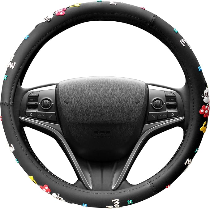 Finex Silicone 3D Molded Design - Checker Auto Car Steering Wheel Cover - Black - Universal Fit