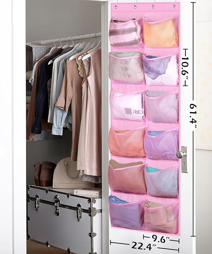 KIMBORA 12 Large Mesh Pockets Over the Door Shoe Organizer for Closet Hanging Shoe Rack for Door Sneaker Hanger Boot Storage 