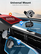 2026 Upgraded 360° Vacuum Magnetic Car Phone Holder for Magsafe [120+LBS Strongest Suction & 3000gf Strongest Magnetic], Adjustable Car Phone Mount for Your Car/Gym/Mirror for iPhone & Android, Pro