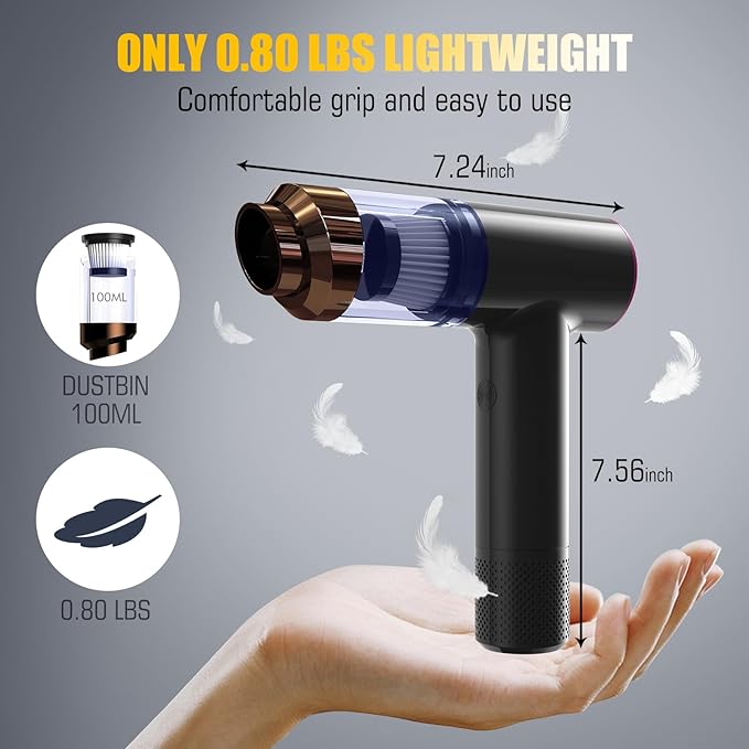 12000 Pa 4-in-1 Cordless Car Vacuum Cleaner Handheld Air Duster Pump & Blower with Brushless Motor | Portable Mini Vacuum for
