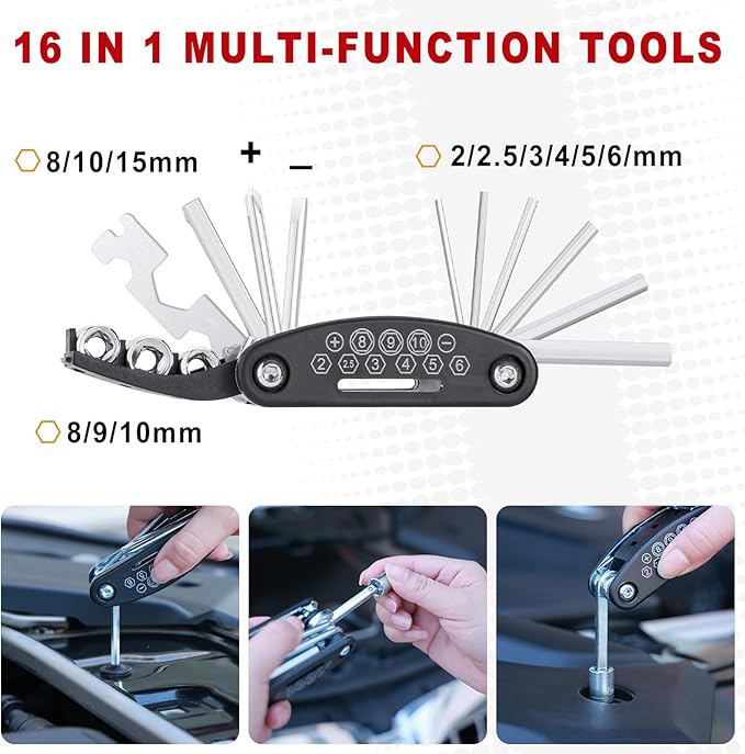 Car Roadside Emergency Kit - Car Emergency Kit with Jumper Cables, Tow Rope, Folding Shovel, Safety Hammer, Reflective Warnin