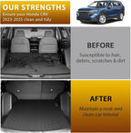 Powerty Floor Mat & Cargo Liner for Honda CRV 2023-2025 2026 (Include Hybrid), All Weather TPE Custom 1st & 2nd Row Floor Liner and Trunk (Upper Positon) Full Set Car Liners, Black