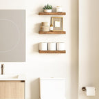 Ballucci Floating Shelves, 16" Wood Wall Shelf Set of 3, Invisible Brackets Floating Shelf for Wall Decor Living Room, Bathro