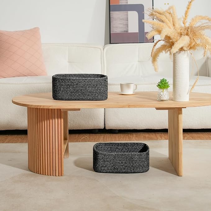 3-Pack Shelf Baskets for Organizing, Closet Organizer Bins, Small Woven Baskets, Rope Toy Basket, Storage Basket for Shelves,