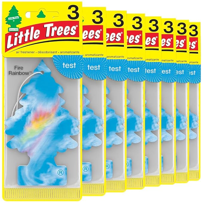 LITTLE TREES Car Air Freshener | Hanging Tree Provides Long Lasting Scent for Auto and Home | 24 Air Fresheners |Fire Rainbow