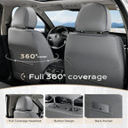 Coverado Seat Covers, Car Seat Covers Full Set, Leather Seat Covers for Cars, Car Seat Protector, Gray Car Seat Covers Front 