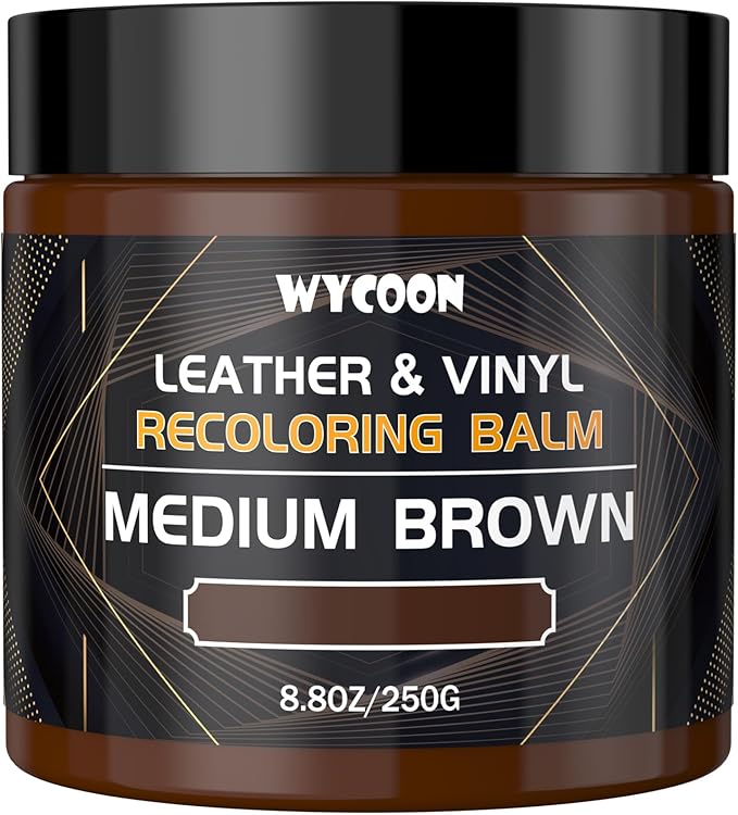 Leather Recoloring Balm & Color Restorer | Medium Brown Leather Dye, Paint & Repair Kit for Furniture, Couches, Car Seats, Sh