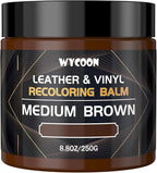 Leather Recoloring Balm & Color Restorer | Medium Brown Leather Dye, Paint & Repair Kit for Furniture, Couches, Car Seats, Sh