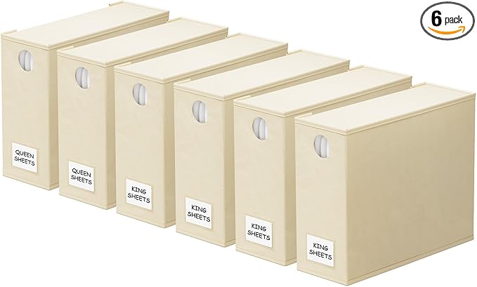 SpaceAid 6 Pack Bed Sheet Organizers and Storage, Foldable Sheet Organizer with Window for Linen Closet, Set Folder Keeper fo