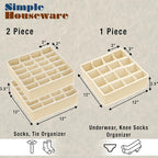 Simple Houseware Sock Drawer Organizer for Dresser/Closet/Bedroom, 3 Pack, Beige