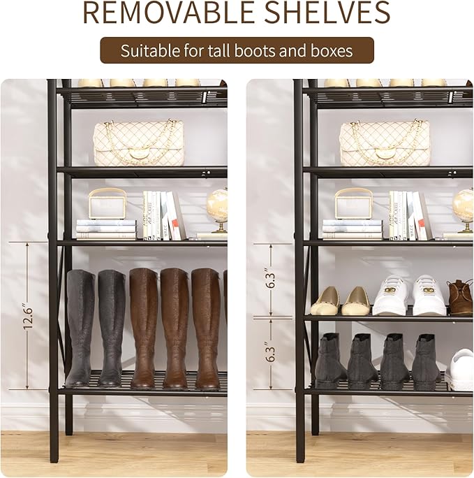10-Tier Tall Shoe Rack, Large Capacity Shoe Shelf Holds40-45 Pairs, Shoe Shelf for Entryway, Hallway, Living Room, Rustic Bro