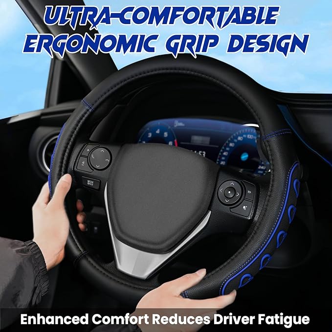 Ventilated Heart-Shaped Steering Wheel Cover with Anti-Slip Leather Grip. Compatible with Ford, Toyota, Honda, Nissan, and Ch