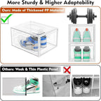 caktraie 10 Pack Thicken Shoe Organizer Stackable,Upgraded Sturdy Shoe Storage Box with Magnetic Door,Shoe Containers For Sne