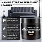 Leather Recoloring Balm - Black Leather Repair Kit for Furniture, Dye, Recolor, Renew, Repair & Restore Aged, Faded, Cracked,