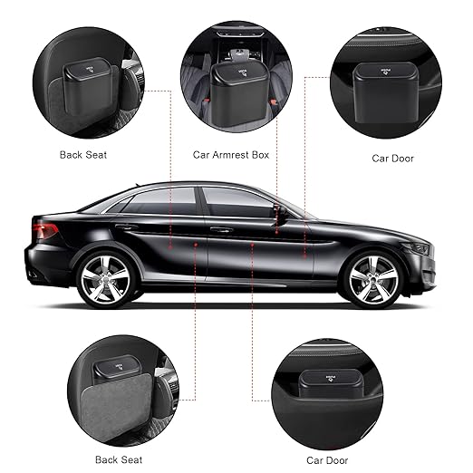 2 Packs Mini Car Trash Can Bin with Lid and 150pcs Trash Bags,Car Trash Can Bin,Car Garbage Trash Can Storage for Front Back Seat Accessories (2)… (1)