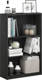Furinno Jaya Book Shelf, 3-Tier Bookshelf, Standing Bookcase with Adjustable Shelves, 9.5 x 24.5 x 40.3, for Living Room, Bed